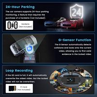 Caméra embarquée 4 objectifs WiFi 1080P 360° couverture complète, enregistreur DVR de voiture avec écran IPS 3,0 pouces, vision nocturne, capteur G et surveillance de stationnement 24h/24