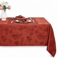 Nappe Jacquard Feuilles d'Automne en Gros, Housse de Table Imperméable de Haute Qualité pour Dîner, Fête, Thanksgiving
