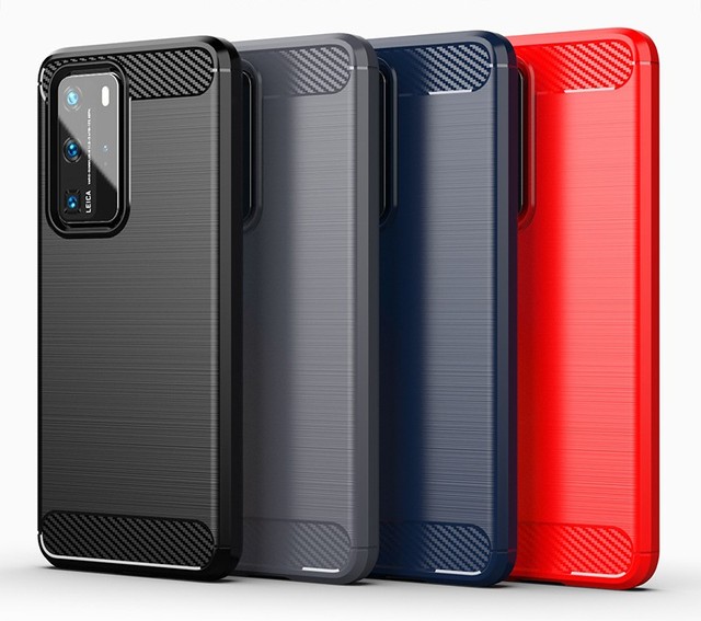 Carbon Fiber Cell  Phone Case for Huawei P10 P20 P30  Lite  P40 P50 Pro Plus Phone Cover