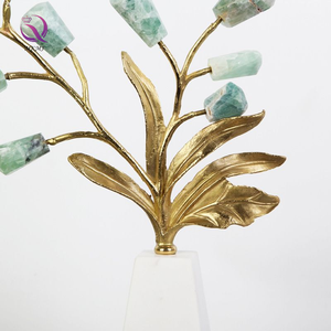 Elegant Nordic Style Golden <strong>Brass</strong> <strong>Tree</strong> with Marble Base Modern Crystal Ornament for Living Room Home Decor - Product Image 4