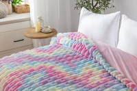 Couverture de lit Sherpa arc-en-ciel en fausse fourrure légère, luxueuse, chaude et moelleuse, pour la décoration hivernale.