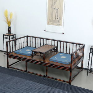 Zhuqige Ming Style Luohan Bed Sofa Bed Combination Red Bamboo Small Kang Table Set Chinese Design Convertible Living Room - Product Image 2