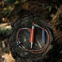 Brûleur à soufflerie en cuir de vachette pour le bushcraft, allume-feu portable en acier inoxydable 48 cm pour le camping et la survie en extérieur