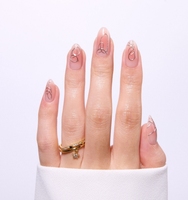 Faux ongles 3D argentés en forme d'amande, couvrance totale, en acrylique, 30 pièces, colle incluse, haute qualité