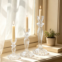 Porte-bougie en verre moderne, décoration de mariage, centre de table, porte-bougie en cristal, porte-bougie romantique pour table à manger