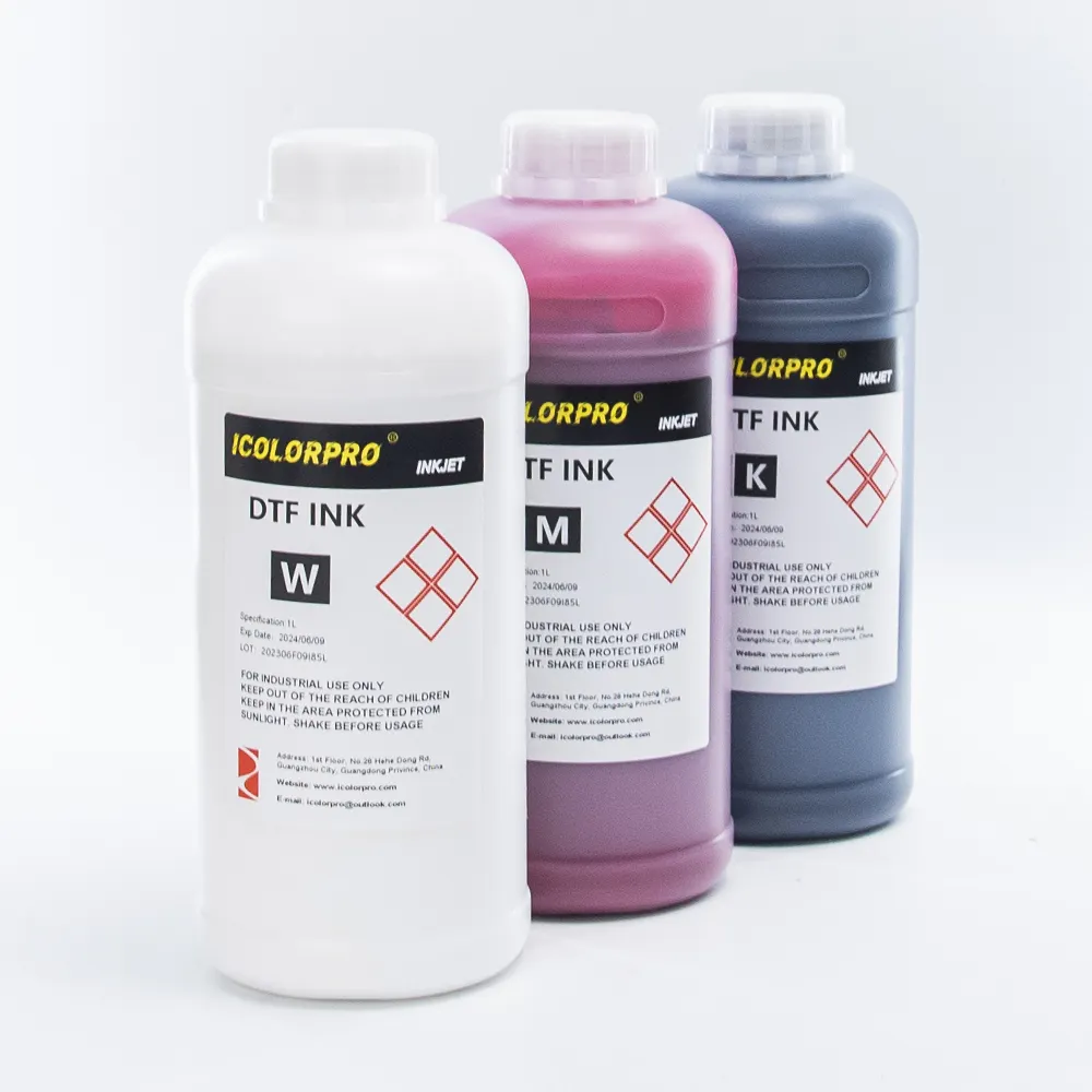 Fabricante de tinta iColorPro DTF 1000ml DTF CMYK tinta blanca para impresora Dtf con cabezales EPS