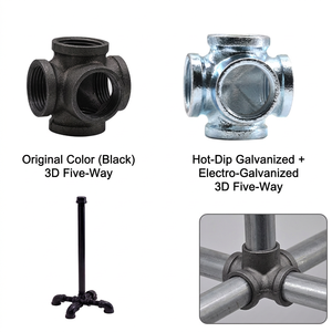 Accesorios para Soportes de Tuberías de Hierro, Conexiones de Tubería de Hierro Maleable Roscadas en 3D, Conexiones de Tubería Industriales Negras para Estilo Loft - Product Image 3