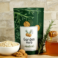 Sachet d'emballage personnalisé pour flocons d'avoine, refermable, en aluminium, Doypack, pour herbes, épices, noix, muesli, céréales, sac en plastique