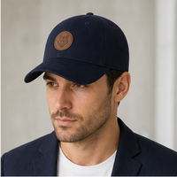 Gorra de Béisbol de Lujo de 6 Paneles con MOQ Bajo, Visera Curva de Sarga de Algodón, Parche de Cuero, Tacto Suave, Envío Rápido, Regalo Corporativo, Etiqueta Personalizada