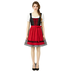 Vestido Dirndl con Cintura Imperio, Escote Corazón, Corte en A, Colores en Contraste, Disfraz para Festival, Traje para Fiesta de Oktoberfest, Sin Etiqueta - Product Image 4