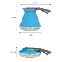 Bouilloire d'eau pliable en silicone de 1500 ml, anti-fuite, de qualité alimentaire, portable, pour l'extérieur, pliable, en silicone