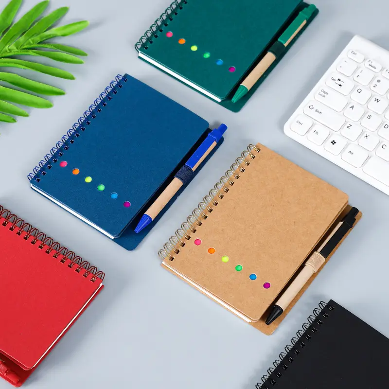 Cuaderno de notas adhesivas, producto personalizable, cuaderno en espiral Kraft, novedad de 2023