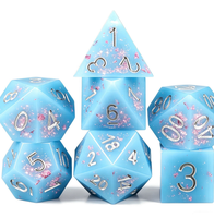 Jeu de dés RPG en résine à bords vifs, 7 pièces par set, emballage en boîte métallique pour jeux de rôle de table
