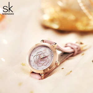 Niche High End Women's Waterproof Rose Pattern Leather Strap Wristwatch - Product Image 2