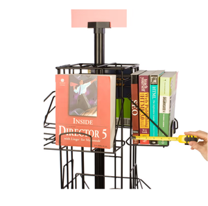 Soporte de exhibición giratorio, libro de pie, Spinner, polvo negro de Metal con 16 bolsillos - Product Image 2