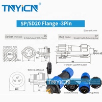 Montage sur panneau en plastique fileté de haute qualité SD20 M20 bride 3Pin 25A SP mâle femelle prise câble connecteurs étanches