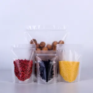 Expédition d'usine de sachets de nourriture séchée de qualité alimentaire 25g 50g 100g doypack transparent