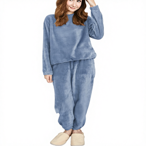 Velvet Women's <strong>Pyjama</strong> <strong>Set</strong> Comfortable Long Sleeve 2-Piece <strong>Fluffy</strong> Homewear Loungewear One Size Women's - Product Image 1