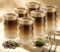 Mug à café en verre double paroi de 400 ml (13,5 oz) de bonne qualité, résistant à la chaleur et au froid, pour thé noir, latte, café