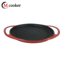 Poêle ronde de luxe en fonte antiadhésive de 10 ''25cm pour barbecue