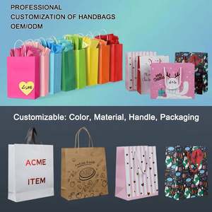 Bolsas de Papel Kraft al por Mayor con Asas, Diseño DIY, Multifuncionales, Color Suave, Bolsas de Compras para Festivales, Accesorios, Cinta - Product Image 4