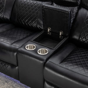 Fabrikant Kunstlederen Elektrisch Verstelbare Hoekbank met L-vormige Sofa, Stoel, Ingebouwde Speaker en LED-strip, Meubelset voor Thuisbioscoop - Product Image 6