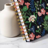 Agenda con encuadernación Wire-O de tapa dura, diseño floral, papel grueso, cuaderno espiral A5 personalizado