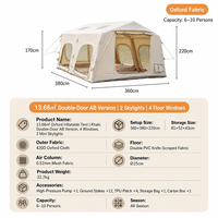 Tente Gonflable Quatre Saisons en Oxford 420D à Double Porte pour Camping Familial AB, Imperméable, Coupe-Vent et Portable - Offre Spéciale