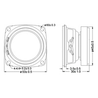 Haut-parleur multimédia 52MM 53MM 4 Ohm 3W, type Bass Horn, 53*53*30MM, avec trou de fixation pour fauteuil de massage