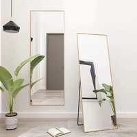 Miroir mural rectangulaire à angle droit en alliage d'aluminium avec cadre, miroir sur pied de pleine longueur