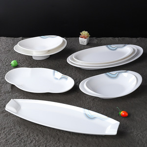 Oval Melamine Fish <b>Plate</b> <b>Large</b> Size For Hotel Restaurant Banquet Use Solid Color Durable Dishware - Product Image 3