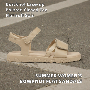 Beige Faux Suede Flat <b>Sandals</b> <b>Women</b> Summer Open Toe <b>Strap</b> Casual Footwear - Product Image 2