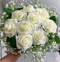 Fleurs artificielles en soie Bouquet de roses réalistes Real Touch Rose Fleurs Roses blanches en vrac simples pour la décoration