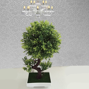 ต้นบอนไซทรงกลมประดิษฐ์ในกระถางพลาสติก ตกแต่งบ้านและโต๊ะทำงาน - Product Image 5