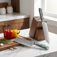 Couteau de cuisine Santoku de chef 67 couches en acier Damas, couteau à découper, à désosser et à trancher, couteau Nakiri tranchant avec manche en nacre d'ormeau