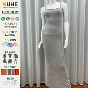 SUHE Women's Sexy Solid Embroidery Floor-Length Modal Anti-Wrinkle Spaghetti Strap <b>Slip</b> Dress Soft Straight Knitted Neck - Product Image 2
