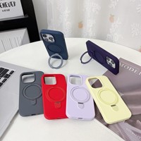 Coque de téléphone antichoc en silicone TPU avec anneau magnétique et béquille pour iPhone 17 Pro Max 16 15