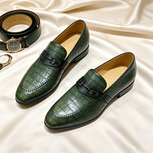 <span class=keywords><strong>Mocasines</strong></span> Premium Verdes con Estampado de Cocodrilo, Zapatos de Vestir Formales de Cuero Transpirables para Hombre, Zapatos Formales Casuales de Negocios - Product Image 4