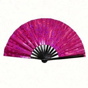 <b>Large</b> Holographic Rave Hand <b>Fans</b> for Women Bamboo <b>Fan</b> <b>Large</b> Folding for Festivals Pride Decorative Holding <b>Fans</b> - Product Image 1