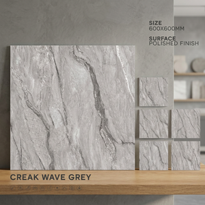 Azulejos de Porcelana Pulida Cristalizada Color Marrón Glaciar de 600x600 mm, Efecto Madera y Piedra, Diseño Brillante para Pisos - Product Image 1