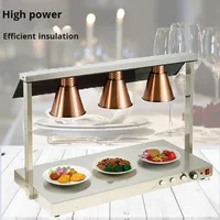 Lampes chauffantes électriques modernes en acier inoxydable pour buffet, argent/or, puissance 250W-1000W, pour usage commercial dans les restaurants et hôtels
