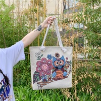 Tas Selempang Bordir Jacquard Dua Sisi, Tas Tote/Mommy Kasual Trendy Wanita Berkapasitas Besar