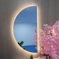 Miroir semi-circulaire rétroéclairé sans cadre à LED mural pour salon, chambre, entrée, salle de bain, décoration intérieure, vente en gros