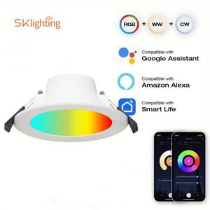 ZigBee akıllı RGBCW <span class=keywords><strong>saa</strong></span> <span class=keywords><strong>LED</strong></span> Downlight dim 90mm kesme <span class=keywords><strong>CE</strong></span> <span class=keywords><strong>SAA</strong></span> IC-4 IP44 onaylı akıllı aşağı işık wifi spot işıklar - Product Image 4