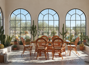 Ensemble de salle à manger moderne et élégant en rotin Java, table et chaises confortables tissées à la main, meubles durables de haute qualité pour villa et hôtel - Product Image 4