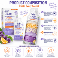 OKTW Hair Growth Max Liquide Liposomal Biotine Acide Hyaluronique Favorise la Croissance Capillaire Réparation du Collagène Supplément Liquide Beauté