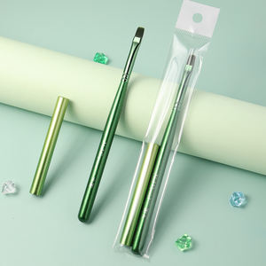 Sıcak 1/12 adet yeşil Metal çubuk tırnak resim fırçası Set toptan boyama kalem büyük kare yuvarlak ışık tedavisi kalem Halo kalem - Product Image 2