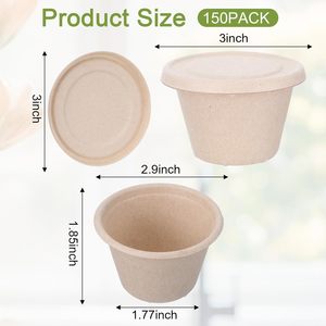 Tolare – Lot de 150 coupelles à glace jetables légères de 4 oz avec couvercles, compostables, écologiques, en papier, pour desserts, plats à emporter et fêtes - Product Image 2