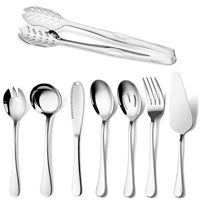 Ensemble de couverts en acier inoxydable argenté avec spatule à gâteau, service de 10 pièces, style doré, pour buffet et traiteur
