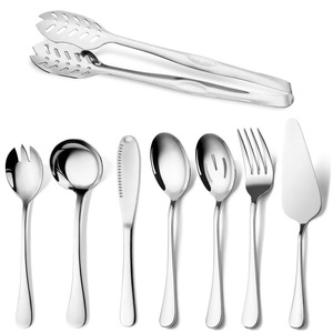 Ensemble de couverts en acier inoxydable argenté avec spatule à gâteau, service de 10 pièces, style doré, pour buffet et traiteur - Product Image 6